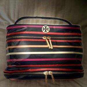 Tory Burch Large Striped Cosmetic Case